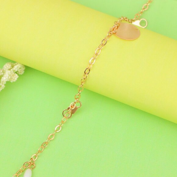 "Rose Gold Anklet with Pearl Beads & Round Charm, XPAL1172 - Picture 5 of 12